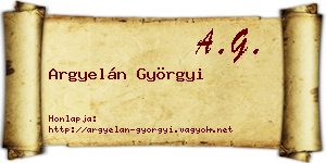 Argyelán Györgyi névjegykártya
